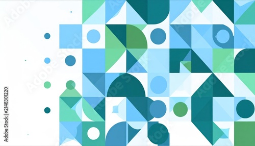 Geometric pattern with colorful circles and squares.
