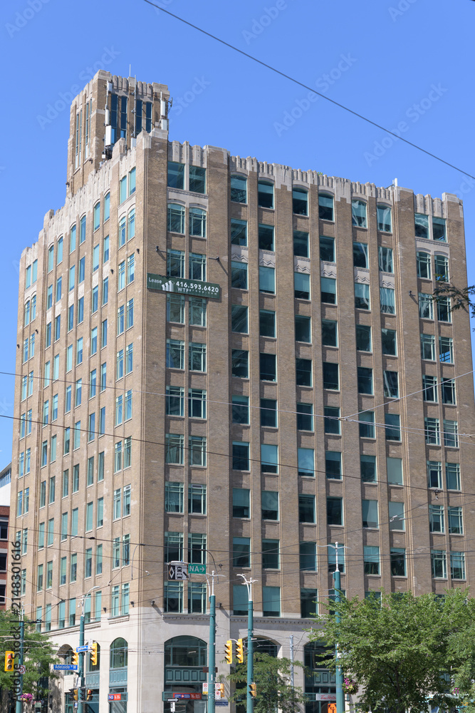 Fototapeta premium exterior building detail of Balfour Building, northeast corner of Spadina Av and Adelaide St W, designed by Benjamin Brown, 1930 (119 Spadina Av), Toronto