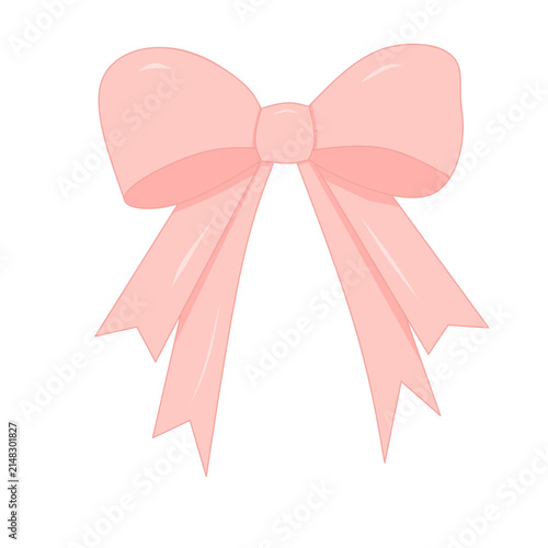 Cute pink ribbon bow illustration 