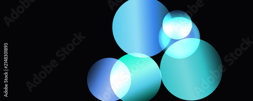 Canvastavla Orbes lumineux et cercles fluorescents : bulles colorées, halos néons, brillance