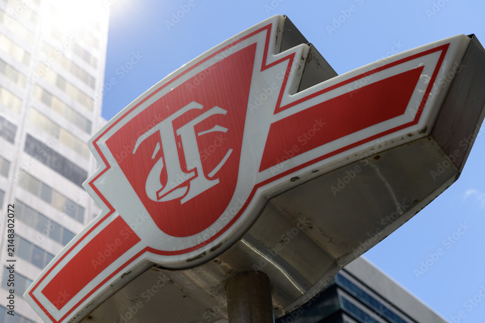 Fototapeta premium subway entrance identification sign (with a touch of solar flare), Toronto