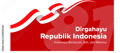 Indonesian independence day celebration banner displays the national flag colors and significant festive typography for the eighty first anniversary.