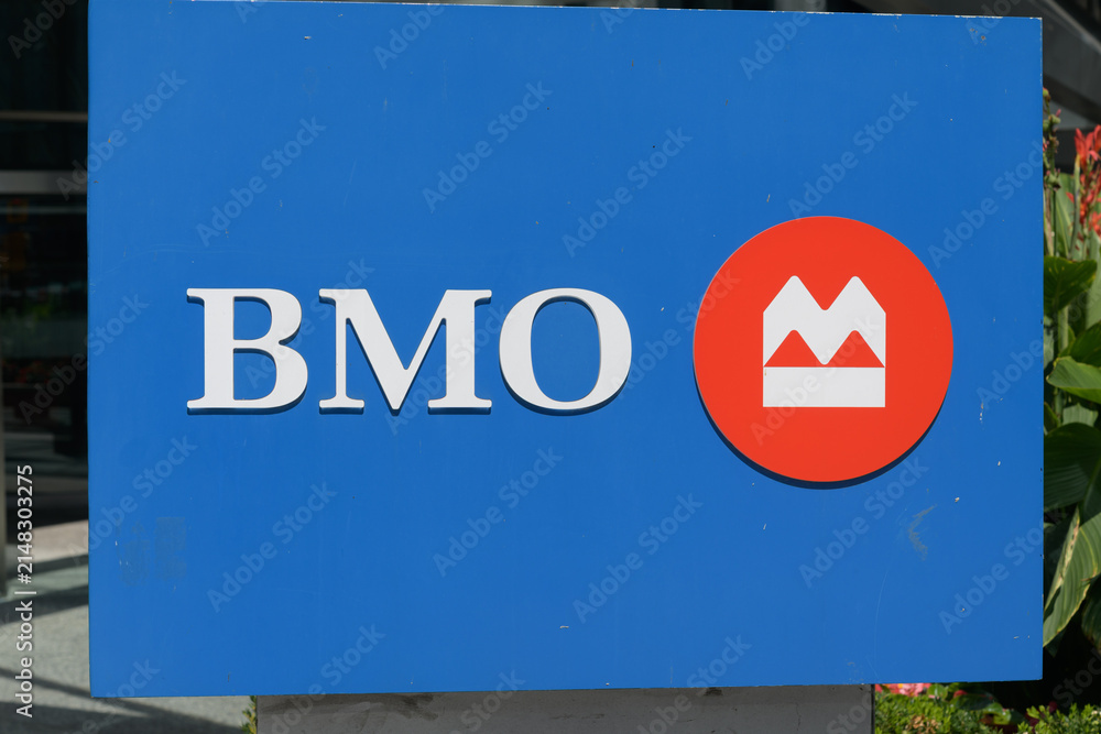 Fototapeta premium close-up of a BMO sign, Toronto (Bank of Montreal and corporate logo)