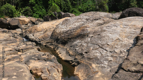 Canvas Print Beautiful rocky landscape adjacent to the Ripple Waterfalls near Munnar, Idukki,