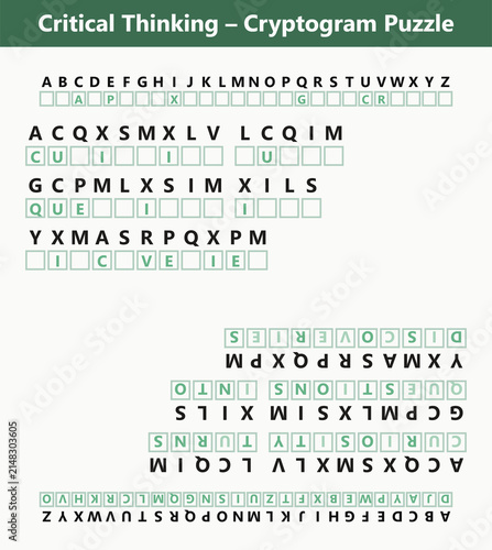 Critical Thinking Cryptogram Puzzle – Printable Logic Brain Teaser with Inspirational Quote