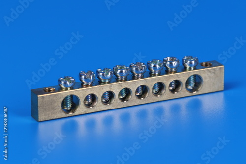 Metal bus for connecting ground wires. 