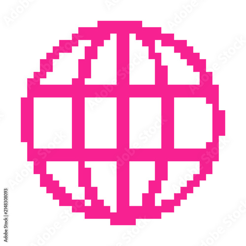 Pixel Wireframe Globe Vector Icon