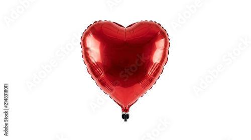 Red heart shaped foil balloon on a transparent background PNG image