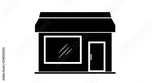 Store front icon. Retail shop building silhouette for business and commerce design.