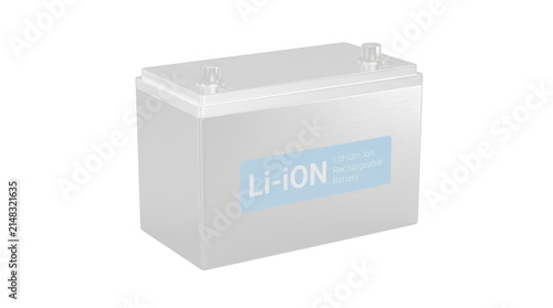 Li-ion rechargeable battery with brushed metal casing and blue label