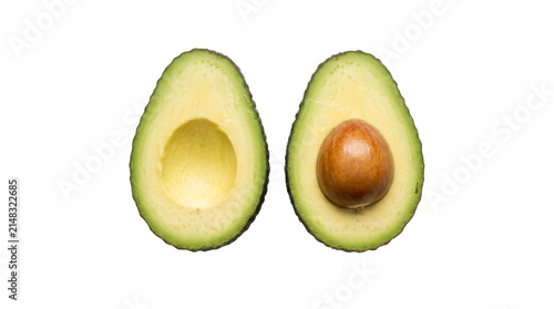Fotografía Fresh halved avocado with pit on a transparent background PNG image