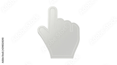 3D metallic click pointer cursor icon on white