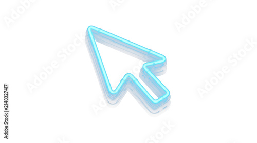 Blue Neon Cursor Arrow Icon on Dark Background