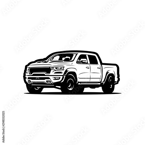 Double cabin AWD vehicle pickup truck vector isolated