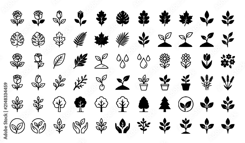 Obraz premium Modern Rose Leaf Plant Logo Vector Pack
