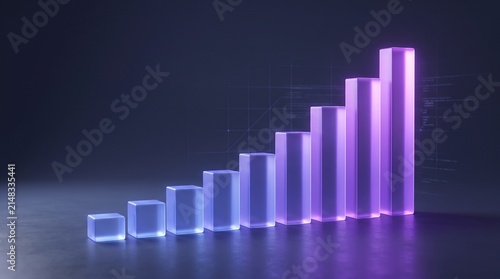 Modern data visualization with colorful bar graph on dark background