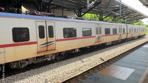 Close up of white arches at old Kuala Lumpur KTM train station, historical landmark.