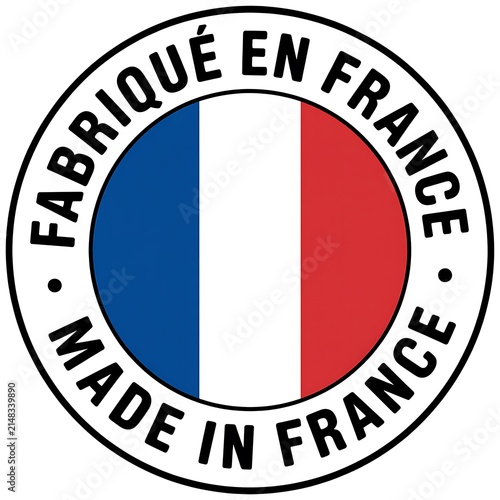 Round made in france badge with the french flag colors