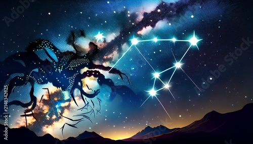 Scorpio Constellation And Milky Way Night Sky
