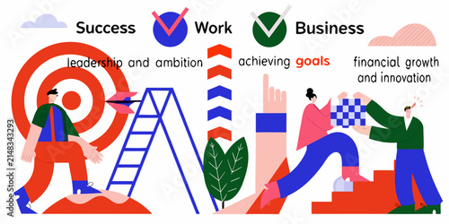 Konstfotografi Vector illustration of business concepts with people targets and ladders