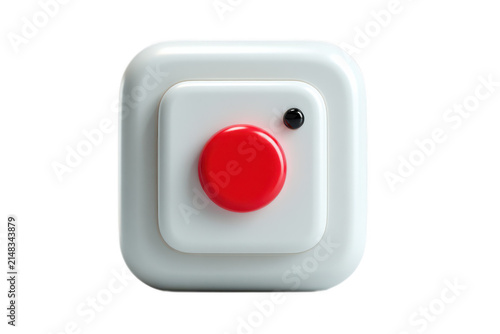 3D Social Media Camera Icon with Red Button Isolated on White