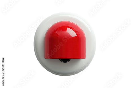 Red Industrial Emergency Siren Light on White Background