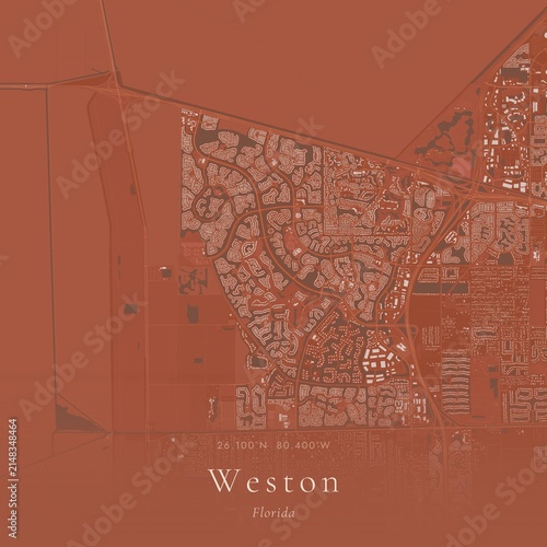 Fotografía Terracotta Map of Weston, United States | Warm Earth Tone Wall Art