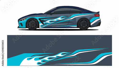 Abstract Racing Car Side Body Decal Design.