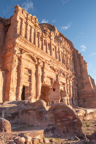Royal Tomb facade carved on the rock in Petra, southern Jordan