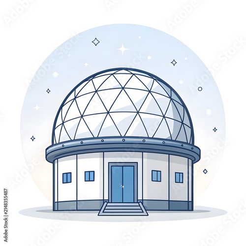 Geodesic dome observatory building against night sky illustration with observatory geodesic astronomy building