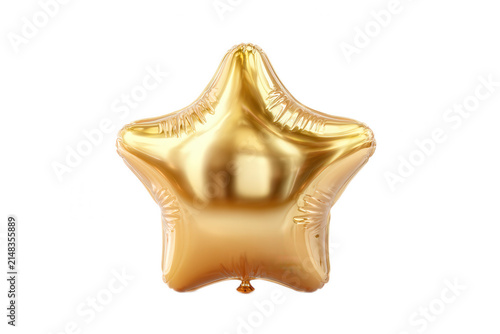Gold Star Foil Balloon Isolated on White Background