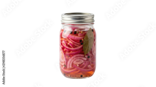 Pickled Red Onions in a Mason Jar PNG Isolated on transparent background