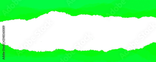 Vibrant green torn paper edge overlay isolated on transparent background for creative graphic design and photo collage art.