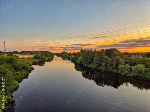Fotografie Beautiful Sunset Over the River Trent, Nottingham, England