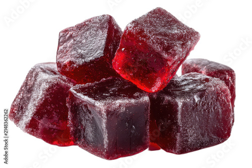 Red Fruit Jelly Cubes and Marmalade Candy Isolated