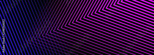 Fotografie Black Abstract Background with Vivid Purple Neon Geometric Lines