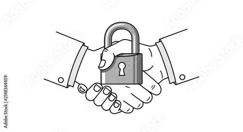 Handshake with Padlock Security Icon