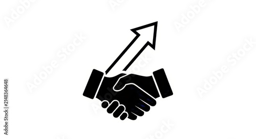Business Handshake Icon with Upward Growth Arrow