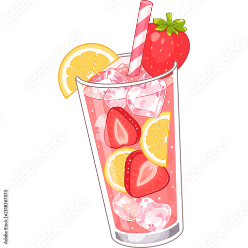 Cute strawberry lemonade soda 