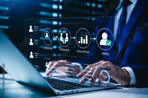 Fotografie Recruitment workflow dashboard helps hiring professional screen candidate, condu