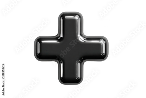 Glossy Black 3D Plus Sign Balloon Icon