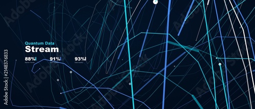 Complex digital data stream visualization showing interconnected lines and metrics for advanced technology business analytics platforms