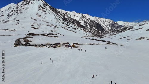 Snow-Capped Baralacha La Pass, Himalayas with Busy Mountain Highway | 4K Cinematic Drone Aerial