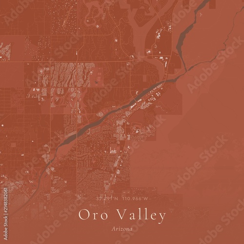 Terracotta Map of Oro Valley, United States | Warm Earth Tone Wall Art