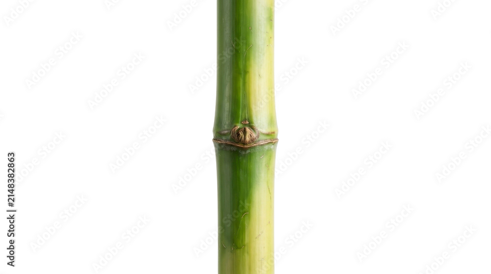 Fototapeta premium Single green bamboo stalk segment on a transparent background PNG image