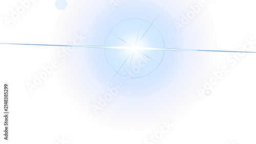 Abstract bright blue light flare with digital elements and glowing circle design for modern graphic concepts