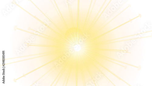 Abstract bright sunburst graphic design with radiating yellow light beams and circular central glowing core