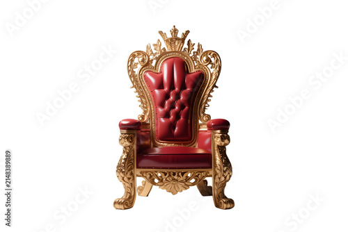 Golden throne with lion armrests