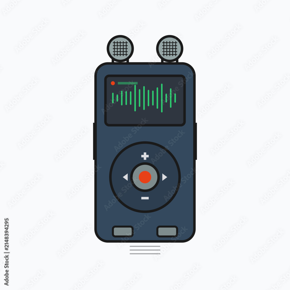 Naklejka premium Modern Digital Voice Recorder with Audio Waveform Screen