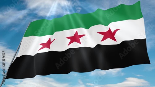 Syria Flag Seamless Loop 4k 60fps on Sky Background
